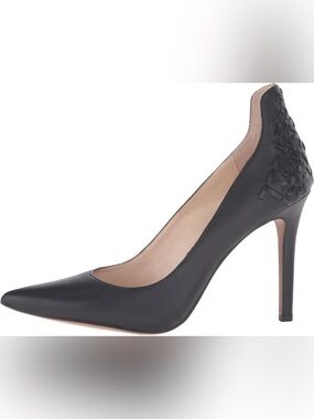 Jessica Simpson Black Pointed Stiletto Pump with Embellished Heel